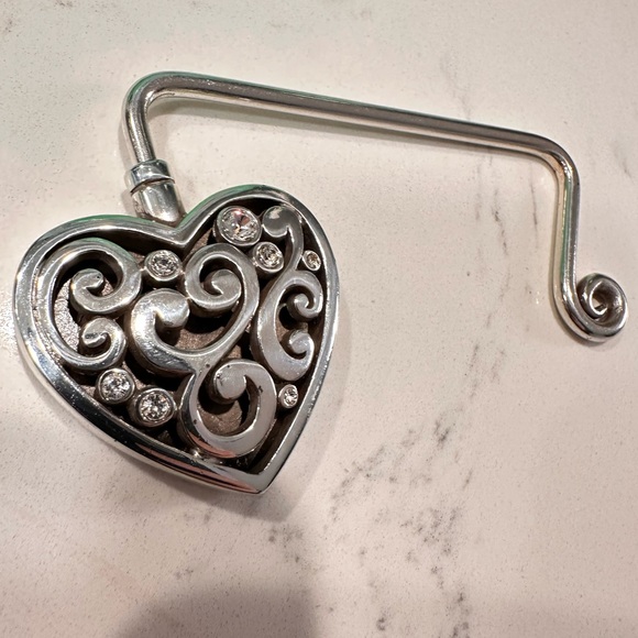 Brighton Handbag Hook, Rhinestone Heart Purse Hook - Picture 4 of 5